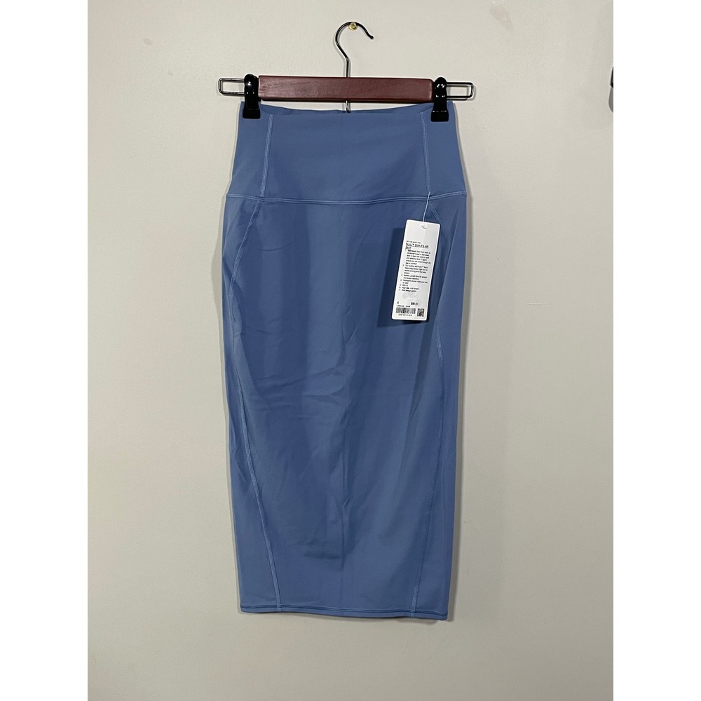 NWT Lululemon Nulu Slim-Fit HR Skirt Womens 4 Oasis Blue Midi Back Slit LW8AH0S